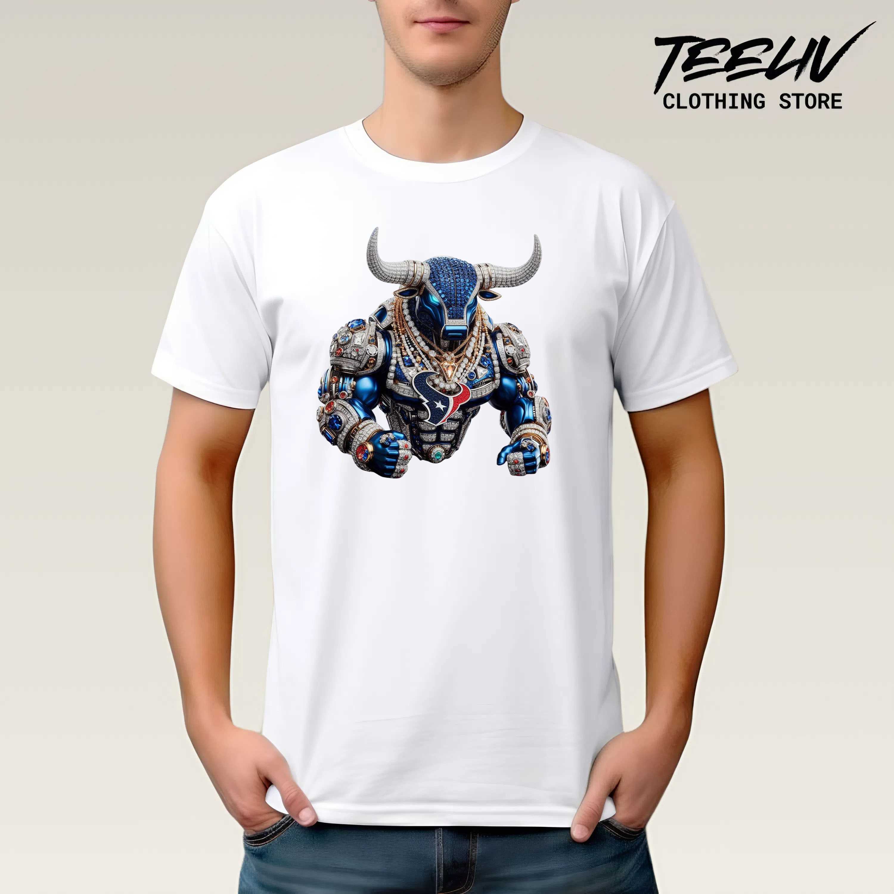 Houston Texans Robot Bull Printed Unisex Shirt